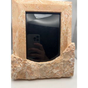 RENOIR Stone Marble Art Deco Inspired Photo Frame Peach Stone